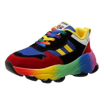 Pantofi de damă, pantofi vulcanizati de vară 2023 pentru femei, cu vârf rotund, culoare contrastantă, pantofi sport, pantofi sport casual, cu șireturi