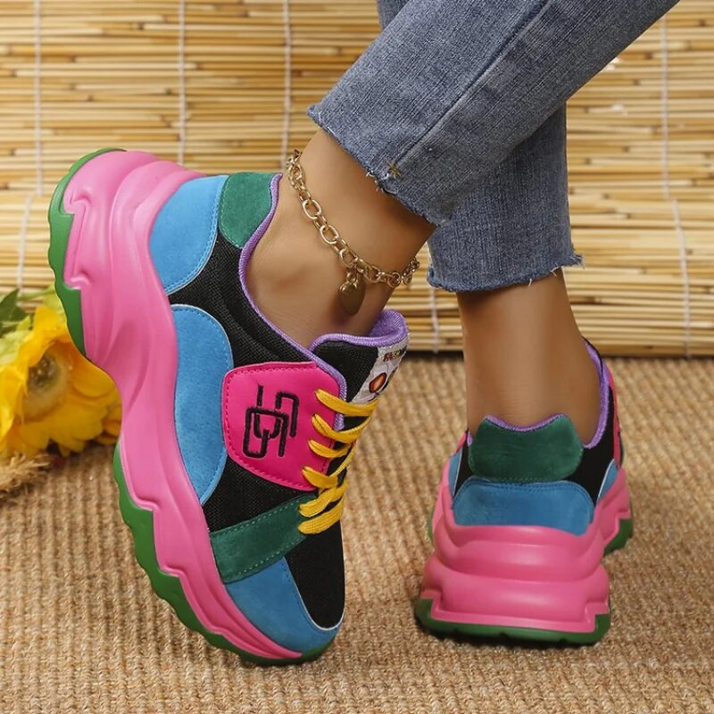 Ženske vulkanizirane cipele Ležerne tenisice s platformom Ženske jesenske modne tenisice za trčanje 2024. Debele, zdepaste sportske tenisice na vezanje