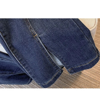 Винтидж сини разклешени дънки Дамски пролет есен Нови корейски тънки дънкови панталони с висока талия, черни ежедневни панталони