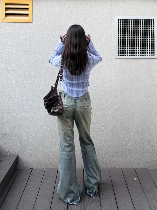 Retro Washed Micro Flared Jeans Female High Wasit Pantalon Femme Fairy Grunge Harajuku Streetwear Punk Casual Y2k Παντελόνι 00s