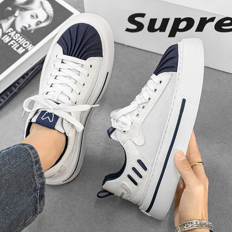 Nove dizajnerske muške tenisice za proljeće i jesen 2023. Modne ležerne cipele s ravnim prstima u obliku školjke, muške dizajnerske platforme Zapatos Hombre