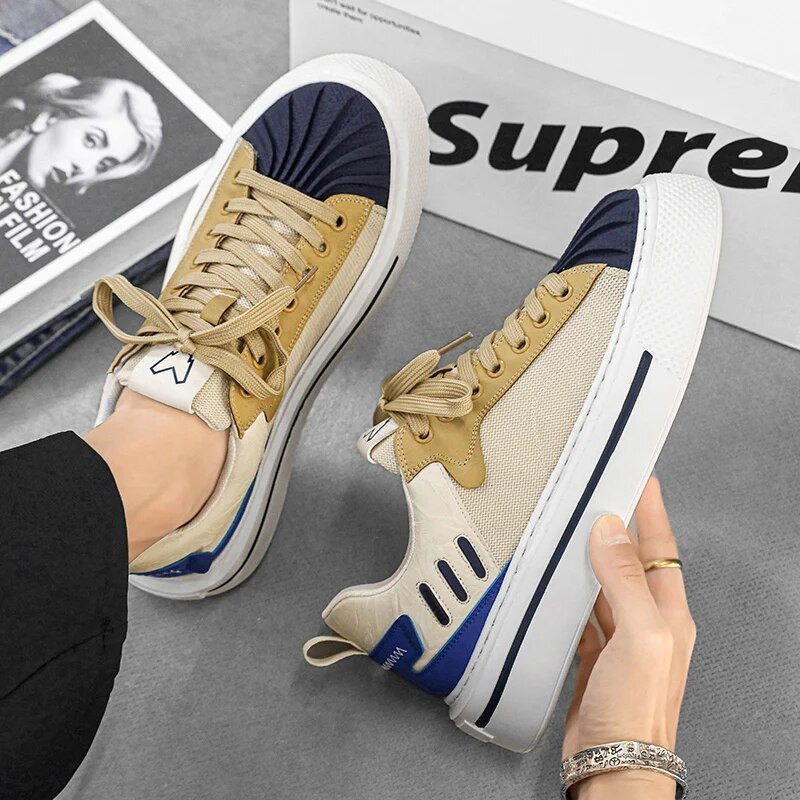 Nove dizajnerske muške tenisice za proljeće i jesen 2023. Modne ležerne cipele s ravnim prstima u obliku školjke, muške dizajnerske platforme Zapatos Hombre