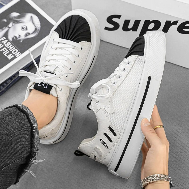 Nove dizajnerske muške tenisice za proljeće i jesen 2023. Modne ležerne cipele s ravnim prstima u obliku školjke, muške dizajnerske platforme Zapatos Hombre