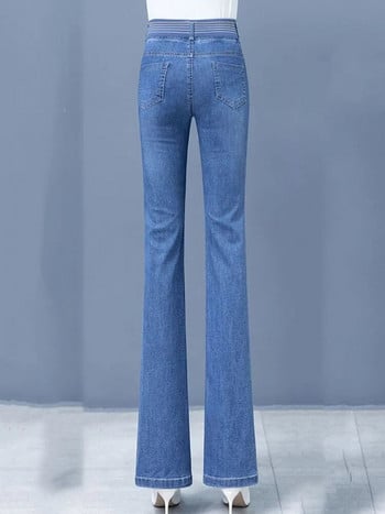 Ανοιξιάτικο Skinny Flare Jeans Oversize 80kg Elestic ψηλόμεσο τζιν παντελόνι Vintage Strench Vaqueros Woman Fashion Pantalones Νέο