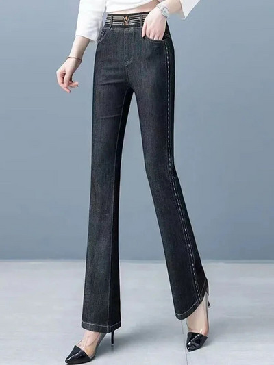 Proljeće Skinny Flare Jeans Oversize 80 kg Elestic Denim hlače visokog struka Vintage Strench Vaqueros Ženske modne pantalone Novo