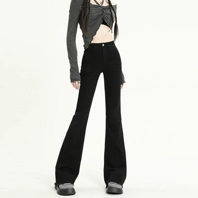 ZOENOVA 2023 Proljetne ženske nove rastezljive pamučne traper hlače s visokim strukom Vintage Streetwear Y2k Chic lepršave traperice s resicama plavosive