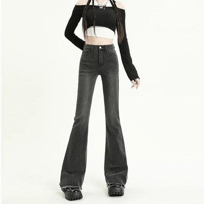 ZOENOVA 2023 Proljetne ženske nove rastezljive pamučne traper hlače s visokim strukom Vintage Streetwear Y2k Chic lepršave traperice s resicama plavosive