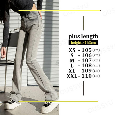 Nyári új női nadrágok, magas derekú, kiszélesedő farmerek hosszabbítanak Pamut Szürke Vékony utcai viselet Vintage Harajuku márkájú ruházat Női XXL