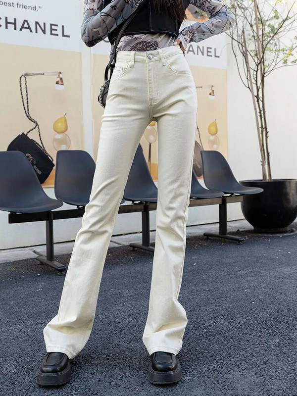 Nyári új női nadrágok, magas derekú, kiszélesedő farmerek hosszabbítanak Pamut Szürke Vékony utcai viselet Vintage Harajuku márkájú ruházat Női XXL