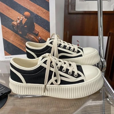 Vyriški laisvalaikio apatiniai drobiniai batai Harajuku stiliaus apvalūs suvarstomi lengvi riedlenčių batai Aukštos kokybės madingi vaikščiojimo batai