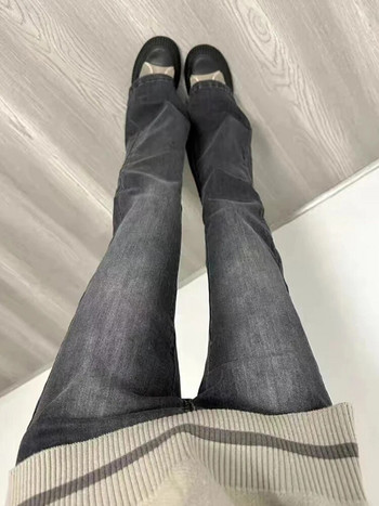 Harajuku Black Flare Jeans Χαμηλή μέση, λεπτή καμπάνα, γυναικεία μόδα Παντελόνι τζιν παντελόνι American Retro High Street Streetwear