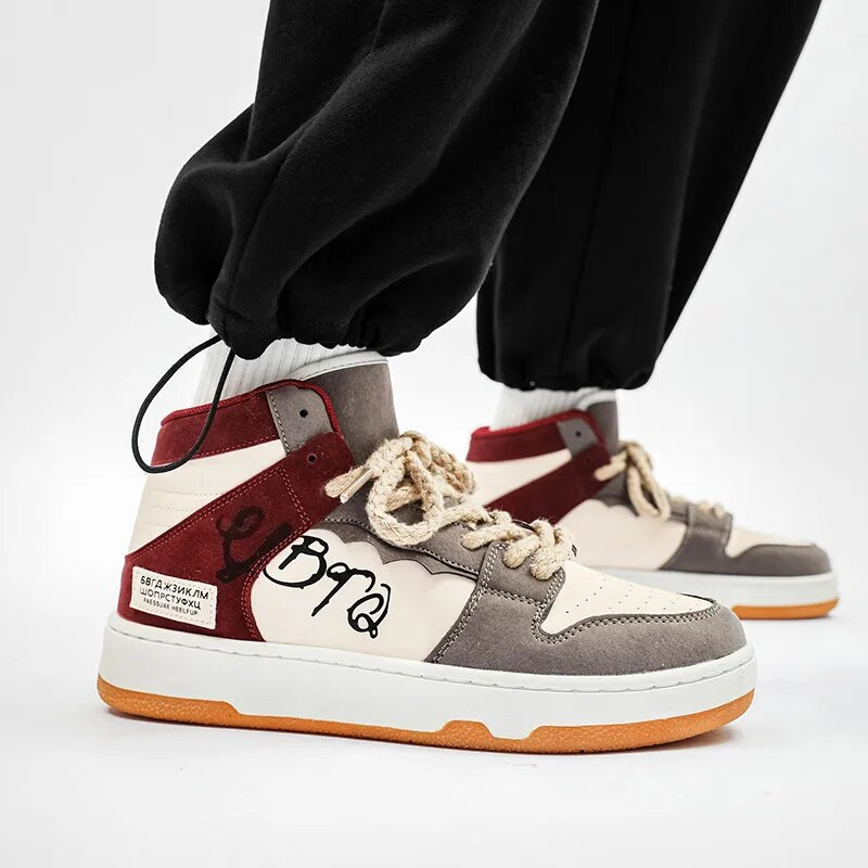 Harajuku muške platnene cipele Vintage muške visoke tenisice Hip hop ulične tenisice Muške dizajnerske vulkanizirane cipele Espadrile