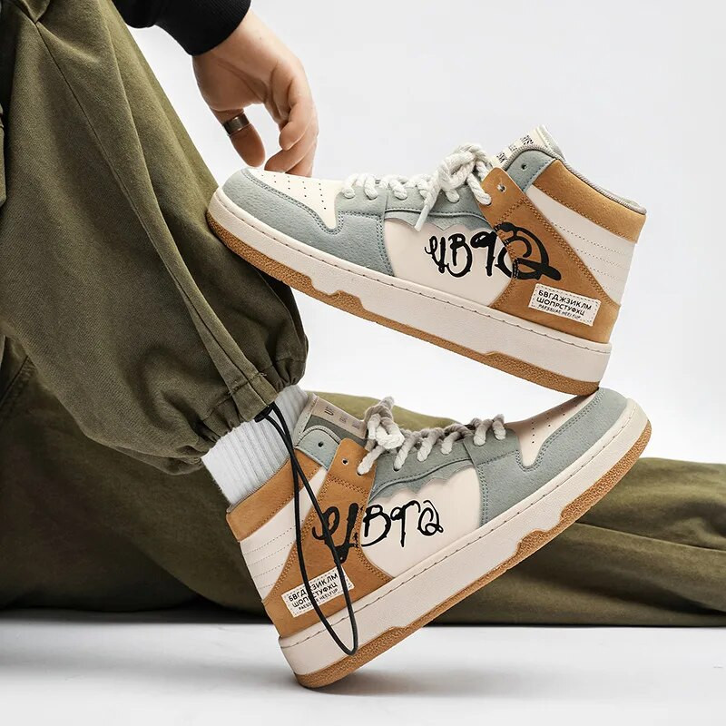 Harajuku muške platnene cipele Vintage muške visoke tenisice Hip hop ulične tenisice Muške dizajnerske vulkanizirane cipele Espadrile