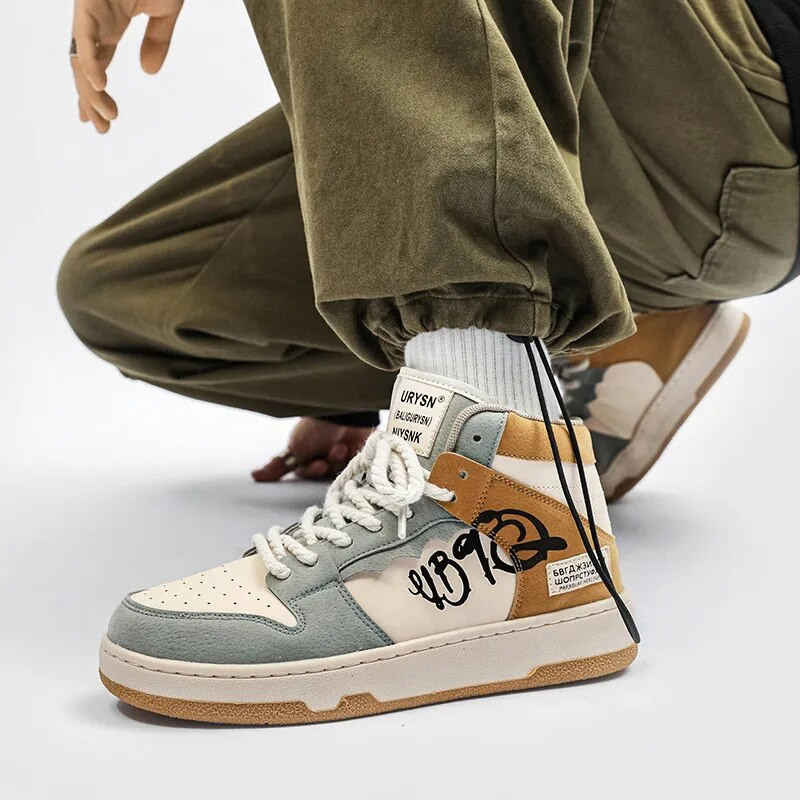 Harajuku muške platnene cipele Vintage muške visoke tenisice Hip hop ulične tenisice Muške dizajnerske vulkanizirane cipele Espadrile