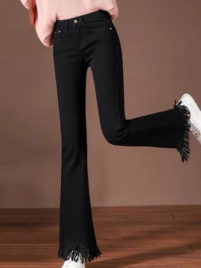 Korėjos aukšto juosmens 9xl platėjantys džinsai Nauji laisvalaikio kutais džinsinės kelnės, tamprios, siauros „Vaqueros“ mados plonos „Pantalones“ moteriškos