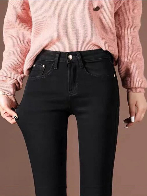 Korėjos aukšto juosmens 9xl platėjantys džinsai Nauji laisvalaikio kutais džinsinės kelnės, tamprios, siauros „Vaqueros“ mados plonos „Pantalones“ moteriškos