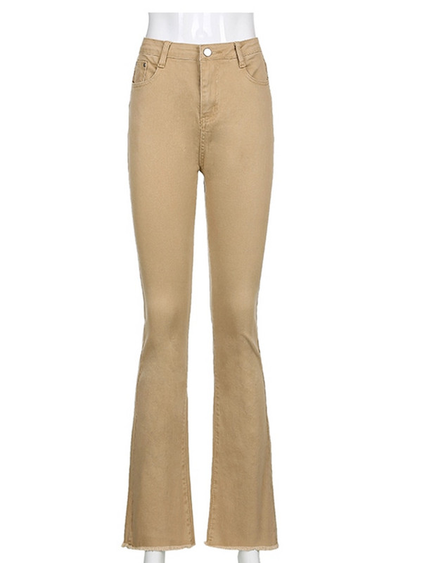 Utcai ruházat Y2k barna Női Magas derekú Farmer Stretch Bellbottom Farmer Divat Harajuku Széles Láb Fekete Flare Nadrág Ruházat Női