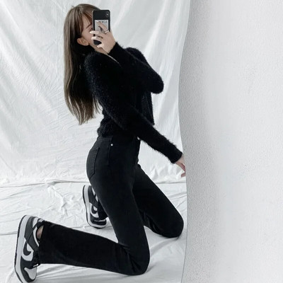 Farmer, női, tömör kék szexi, karcsú, magas derekú farmer, egyszerű női, teljes hosszúságú, anya, cowboy farmer farmer nadrág Mujer 2022 tavaszi új