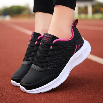 2023 Дамски обувки за бягане Водоустойчиви пролетни кожени ежедневни спортни черни масивни дамски маратонки Маратонки Zapatillas Deporte Mujer