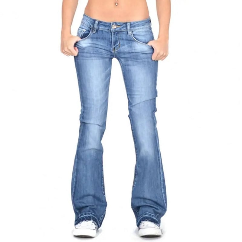 Sjajne ljetne traperice Gradient Ženske traperice Meka tkanina niskog struka Klasične ženske traperice dobrog izgleda Slim Fit
