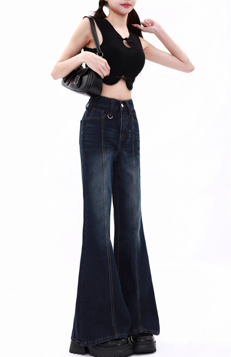 Prevelike novoizrađene stare isprane vintage plave mini traperice s visokim strukom, ženske ljetne ležerne široke svestrane duge hlače