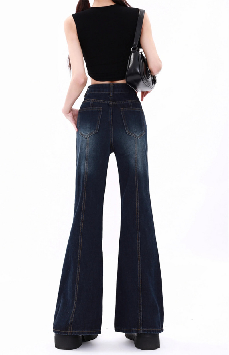 Prevelike novoizrađene stare isprane vintage plave mini traperice s visokim strukom, ženske ljetne ležerne široke svestrane duge hlače