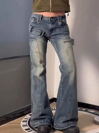 American Retro Flare Jeans Χαμηλή μέση Λεπτό μπλε παντελόνι καμπάνα Γυναικείο τζιν παντελόνι με βασικό σχέδιο παντελόνι Hiphop υψηλής ποιότητας