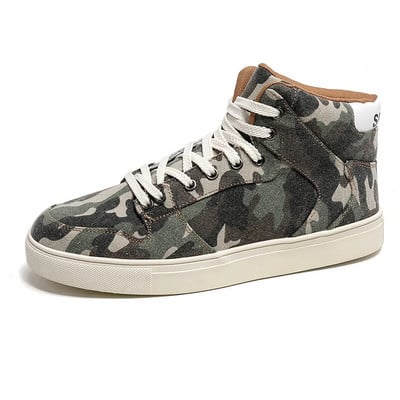 Nauji rudeniniai kamufliažiniai drobiniai batai Vyriški Aukšti vulkanizuoti batai Didesnio dydžio 46 47 Patogūs sportiniai riedlenčių sportbačiai vyrams