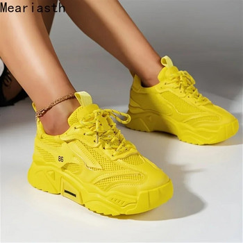 Meariasth Дамски маратонки Дамски модни мрежести дишащи тенис женски момичета Спортни обувки на платформа Вулканизирани бели Zapatillas Mujer