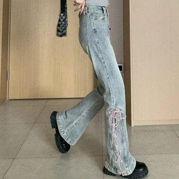 Sweet Chic Flare Jeans Γυναικεία Ανοιξιάτικα Μαθήτριες Ψηλόμεση Σχεδίαση επίδεσμου με όλα τα ματς Απλό παντελόνι Y2k Harajuku Δημοφιλές OOTD