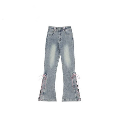 Sweet Chic Flare Jeans Γυναικεία Ανοιξιάτικα Μαθήτριες Ψηλόμεση Σχεδίαση επίδεσμου με όλα τα ματς Απλό παντελόνι Y2k Harajuku Δημοφιλές OOTD