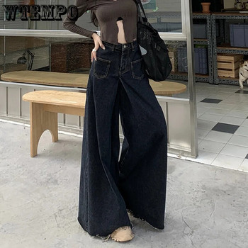 Φαρδύ τζιν vintage γοτθικό μαύρο φαρδύ τζιν Κορεάτικο φαρδύ Boyfriend τζιν Σκούρο αισθητικής Παντελόνι υπερμεγέθη 90s Y2k