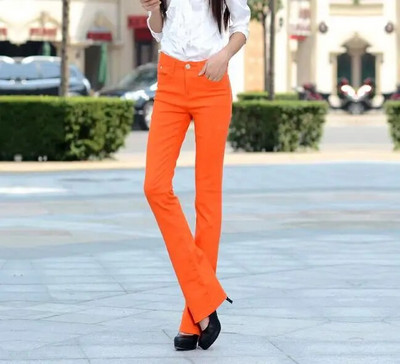 Nyári női, tavaszi, tömör kitörésű nadrág Női alacsony derékú, csengő alsó Bodycon női sztreccs széles szárú, hétköznapi elasztikus pamut nadrág