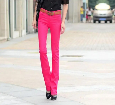 Nyári női, tavaszi, tömör kitörésű nadrág Női alacsony derékú, csengő alsó Bodycon női sztreccs széles szárú, hétköznapi elasztikus pamut nadrág