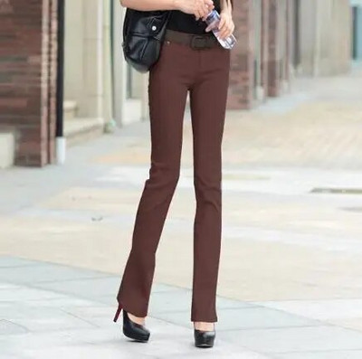 Nyári női, tavaszi, tömör kitörésű nadrág Női alacsony derékú, csengő alsó Bodycon női sztreccs széles szárú, hétköznapi elasztikus pamut nadrág