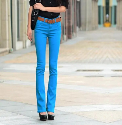 Nyári női, tavaszi, tömör kitörésű nadrág Női alacsony derékú, csengő alsó Bodycon női sztreccs széles szárú, hétköznapi elasztikus pamut nadrág