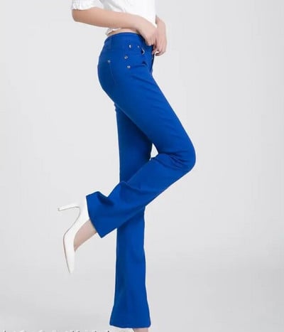 Nyári női, tavaszi, tömör kitörésű nadrág Női alacsony derékú, csengő alsó Bodycon női sztreccs széles szárú, hétköznapi elasztikus pamut nadrág