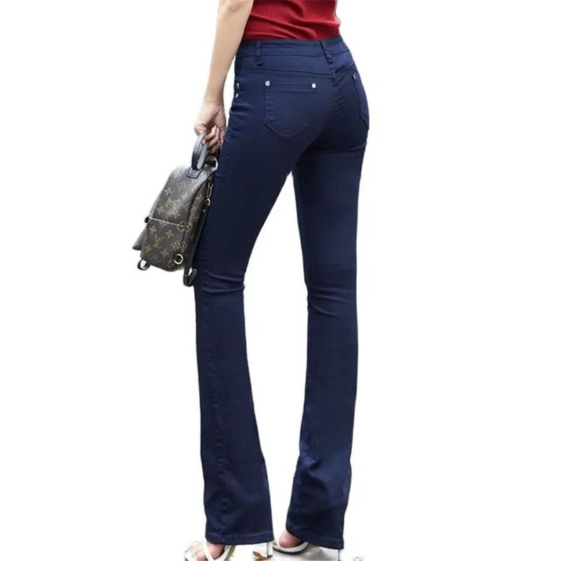 Nyári női, tavaszi, tömör kitörésű nadrág Női alacsony derékú, csengő alsó Bodycon női sztreccs széles szárú, hétköznapi elasztikus pamut nadrág