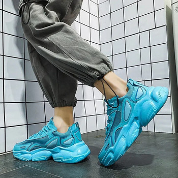Нови пролетни модерни мъжки спортни обувки Дишащи мрежести корейски стил Ежедневни студентски обувки Мъжки дебело дъно Daddy обувки