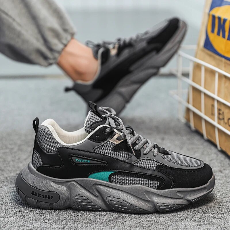 Pantofi retro respirabili Bărbați Alergare Sport în aer liber Pantofi de jogging noi, confortabili, cu talpă groasă