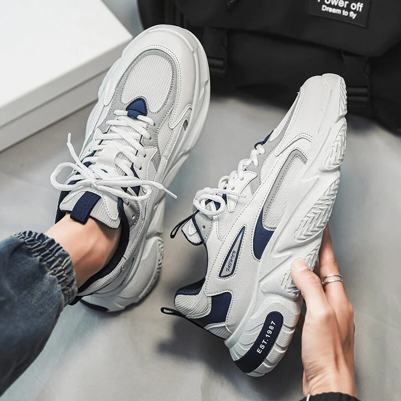 Pantofi retro respirabili Bărbați Alergare Sport în aer liber Pantofi de jogging noi, confortabili, cu talpă groasă