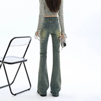 Γυναικεία Flare Jeans Ψηλόμεση Y2K Skinny Jean Femee βαμβακερό παντελόνι ελαστικό Vintage μόδα Κορεάτικο καθημερινό τζιν παντελόνι