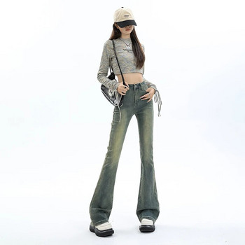 Дамски кльощави дънки с висока талия Y2K Skinny Jean Femee памучни панталони Еластичен винтидж моден корейски ежедневен дънков панталон
