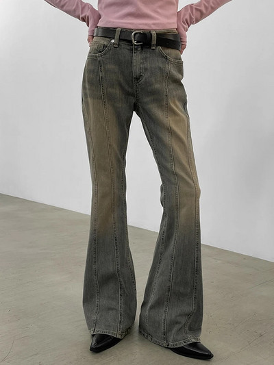 Rockmore Vintage prošiveni Skinny Flare Jeans hlače Ženske isprane uske traper hlače niskog struka Y2K Streetwear Grunge Fairyccore