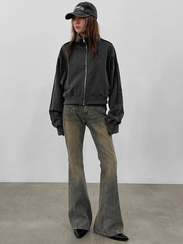 Rockmore Vintage prošiveni Skinny Flare Jeans hlače Ženske isprane uske traper hlače niskog struka Y2K Streetwear Grunge Fairyccore