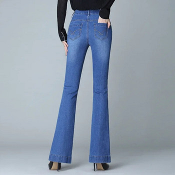 Φουντωτό τζιν για γυναίκες 2024 Stretch τζιν Κλασικό νέο παντελόνι Ψηλόμεσο τζιν παντελόνι κορεατικής μόδας γυναικείο μεγάλο μέγεθος 34 32