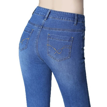 Φουντωτό τζιν για γυναίκες 2024 Stretch τζιν Κλασικό νέο παντελόνι Ψηλόμεσο τζιν παντελόνι κορεατικής μόδας γυναικείο μεγάλο μέγεθος 34 32