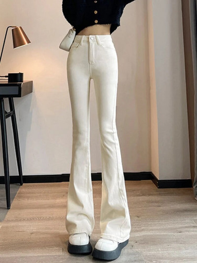 Blugi Flare Femei Pur șic Moda de primăvară Eleganti Timp liber Birou Damă Coreeană All-match 2023 Nou Sosire Slim Lungime Întreaga Simplu