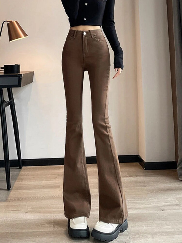 Blugi Flare Femei Pur șic Moda de primăvară Eleganti Timp liber Birou Damă Coreeană All-match 2023 Nou Sosire Slim Lungime Întreaga Simplu