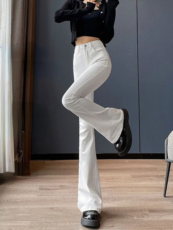 Blugi Flare Femei Pur șic Moda de primăvară Eleganti Timp liber Birou Damă Coreeană All-match 2023 Nou Sosire Slim Lungime Întreaga Simplu